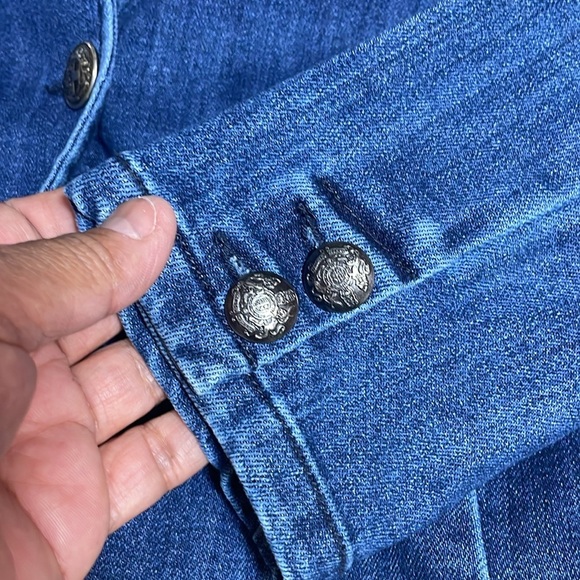 For The Republic Detailed Dark Blue Wash Denim Jacket size M - Picture 6 of 11